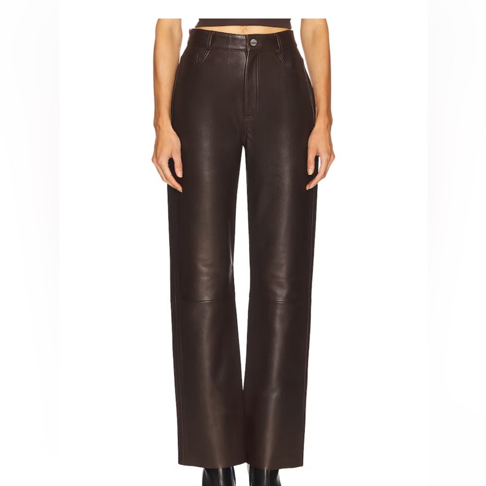 Women's Espresso Real Leather Pants